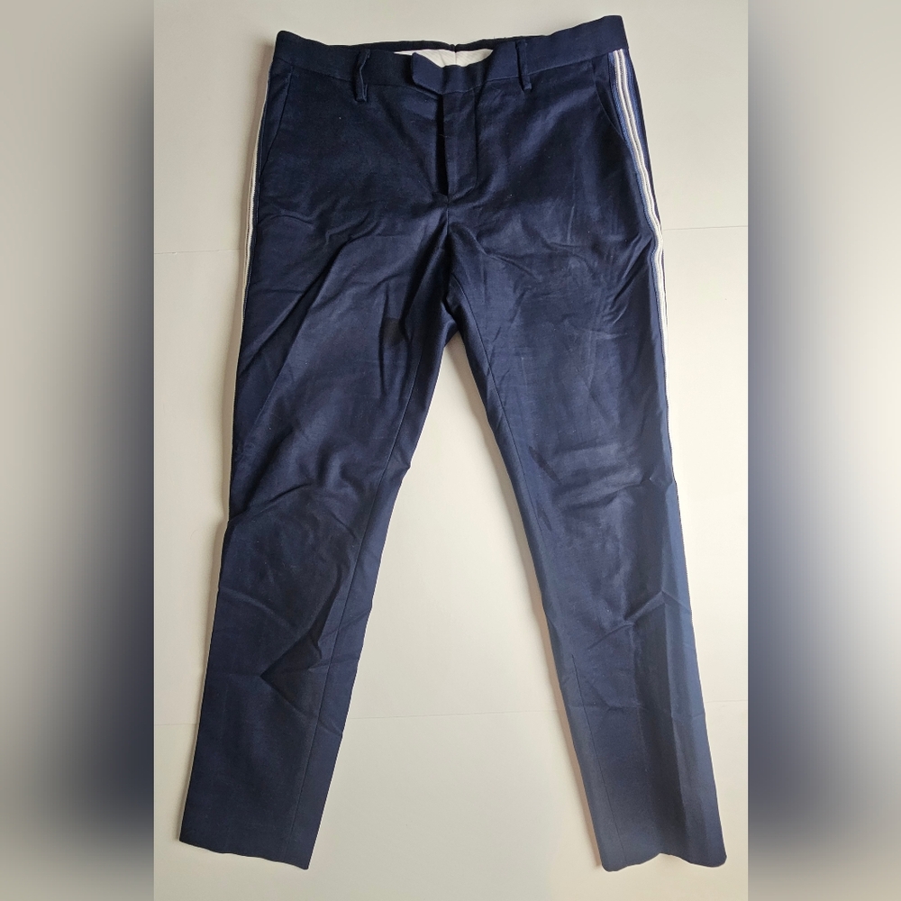 Michael Kors Pants Parker Slim Fit Size 34x32 Midnight White Stripes
